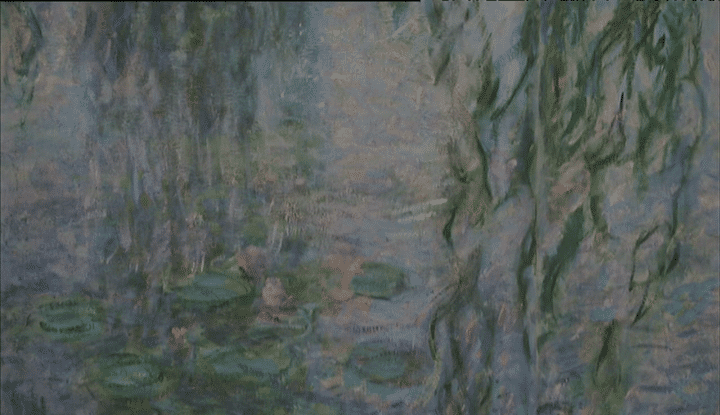 Détail des "Nymphéas" peinture de Claude Monet, au Musée de l'Orangerie 
 (France 2/ Culturebox)