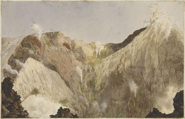 Cratère de l’Etna en Sicile - Eugène Viollet-le-Duc ; 11 juin 1836 - Dessin ; aquarelle, gouache, mine de plomb
	Charenton-le-Pont, Médiathèque de l’architecture et du patrimoine, 1996/083 – 51
 (© Ministère de la Culture - Médiathèque de l’architecture et du Patrimoine, Dist. RMN-Grand Palais / Image RMN-GP)