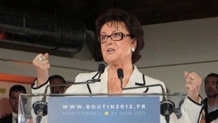 Christine Boutin, le 22 juin 2011 à Montfermeil, après avoir annoncé sa candidature à la présidentielle (JACQUES DEMARTHON/AFP)