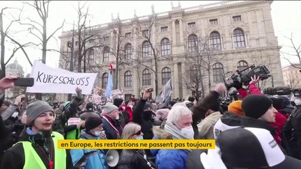 Des Autrichiens manifestent contre le confinement le 31 janvier (FRANCEINFO)