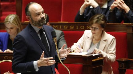 Le Premier ministre Edouard Philippe à l'Assemblée nationale, à Paris, lors des questions au gouvernement, le 28 janvier 2020. (GEOFFROY VAN DER HASSELT / AFP)