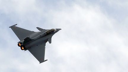 Un Rafale vole au-dessus de M&eacute;rignac (Gironde) lors d'une d&eacute;monstration, le 4 mars 2015. (REGIS DUVIGNAU / REUTERS)