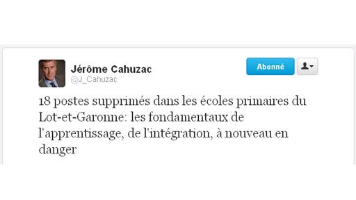 Le tweet de Cahuzac (DR)