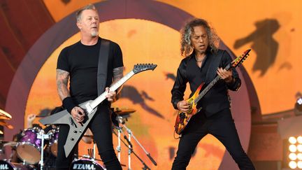  Kirk Hammett (à droite) et James Hetfield du groupe Metallica sur scène à Central Park à New york lors du Global Citizen Festival 2016, 24, septembre 2016
 (ANGELA WEISS / AFP)