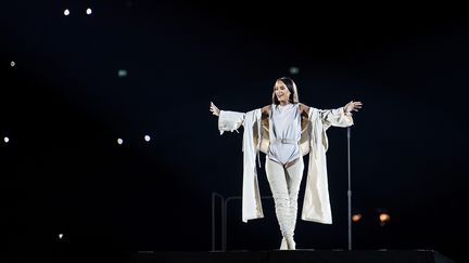 La chanteuse Rihanna lors d'un concert à Stockholm (Suède), le 4 juin 2016. (MARCUS ERICSSON / AFP)