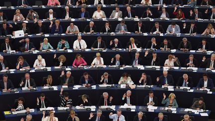 Des membres du Parlement européen à Strasbourg, le 13 juin 2018.&nbsp; (FREDERICK FLORIN / AFP)