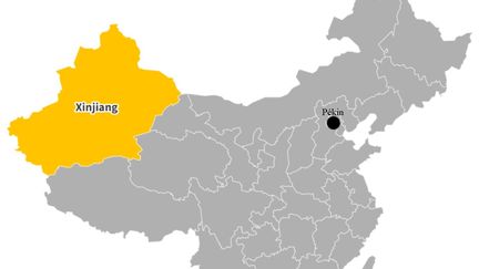 Carte de la Chine, avec la province du Xinjiang à l'ouest (FRANCEINFO / RADIO FRANCE)