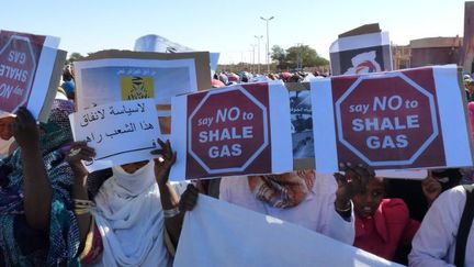 Manifestation contre l'exploitation du gaz de schiste à In Salah. (Djamel Addoun/AFP)