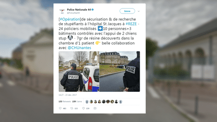 Un tweet de la police nationale de Loire-Atlantique a fait polémique, le 23 décembre 2017. (FRANCEINFO)