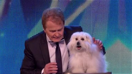 Le ventriloque Marc Métral et sa chienne Wendy lors de leur passage dans l'émission "Britain's got Talent" sur la chaine britannique ITV
 (Culturebox / Capture d&#039;écran)