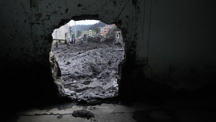 Des dégâts des fortes pluies à Quito (Equateur), le 3 février 2022. (DOLORES OCHOA/AP/SIPA / SIPA)