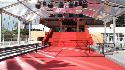 Le tapis rouge du festival de Cannes désert. (J.M EMPORTES / ONLY FRANCE)