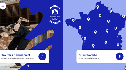 Le site Olympiade Culturelle permet de trouver, au jour le jour et grâce à une carte interactive, tous les événements culturels associés aux Jeux de Paris 2024. (CAPTURE ECRAN / OLYMPIADE CULTURELLE)