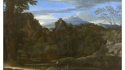 Nicolas Poussin, Paysage avec trois moines ou Saint François rédigeant la règle franciscaine sur le mont Fontecolombo, 1650-1651 ou 1652-1653, Belgrade, collections nationales de la République de Serbie, en dépôt au palais Blanc
 (State Art Collection in the Royal Compound in Belgrade / Nebojsa Borić)