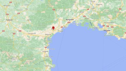 Capture d'écran de Googlemaps pointant la ville de Béziers (Hérault) où trois policiers municipaux ont été mis en examen, le 18 décembre 2020,&nbsp;après&nbsp;la mort d'un homme contrôlé lors du premier confinement, en avril. (GOOGLEMAPS)