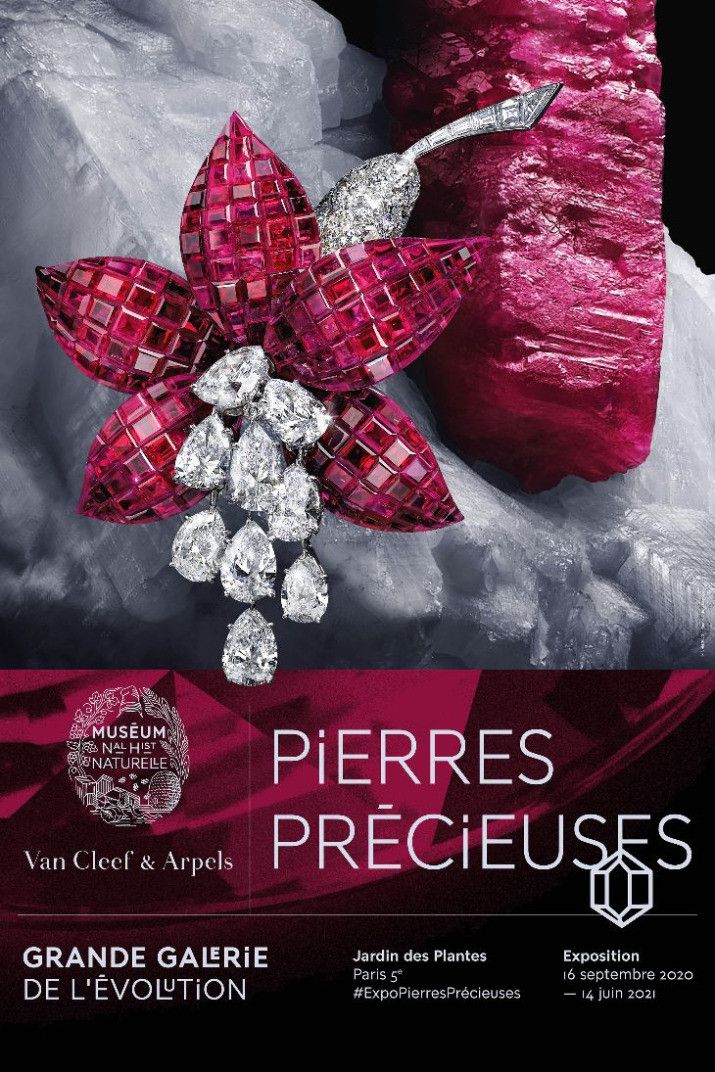 L'exposition&nbsp;Pierres Précieuses&nbsp;à la Grande Galerie de l’Évolution du Muséum national d'Histoire naturelle en partenariat avec Van Cleef &amp; Arpels est prévue du 16 septembre au 14 juin 2021.&nbsp; (Van Cleef & Arpels)