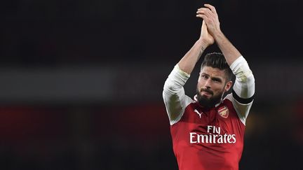 L'avant-centre français Olivier Giroud, le 29 novembre 2017 à Londres (Royaume-Uni). (BEN STANSALL / AFP)