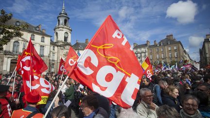 Dans le cortège du 1er mai 2017, à Rennes (Ille-et-Vilaine). (MAXPPP)