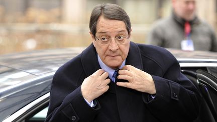 Le pr&eacute;sident chypriote Nicos Anastasiades, le 15 mars 2013, &agrave; Bruxelles. (GEORGES GOBET / AFP)