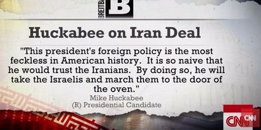 Capture écran de CNN reprenant les propos de Mike Huckabee sur l'accord avec l'Iran (CNN)