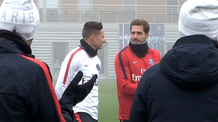 Julian Draxler lors de sa première séance d'entraînement au PSG