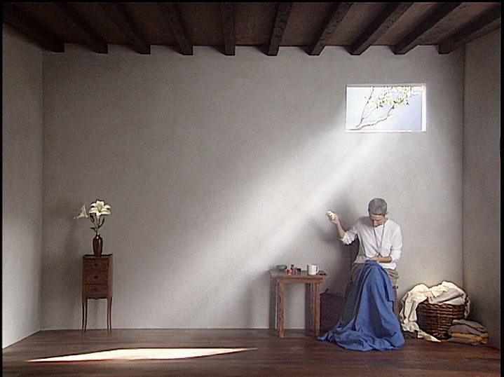 Bill Viola, Catherine's Room (détail) 2001, polyptique vidéo, Bill Viola Studio, Long Beach, Etats-Unis, performeuse : Weba Garretson
 (Photo Kira Perov)