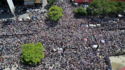 Des manifestants participent à un rassemblement organisé par l'opposition à Caracas (Venezuela), le 17 août 2024. (JUAN BARRETO / AFP)