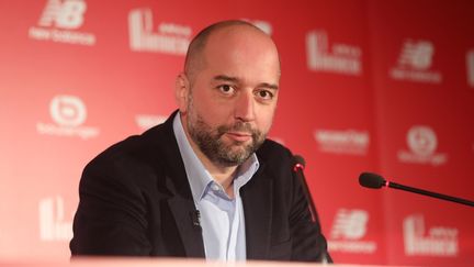 Gérard Lopez, alors président du LOSC, lors d'une conférence de presse, le 13 janvier 2017. (LAURENT SANSON / LS MEDIANORD / AFP)