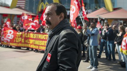 Le secrétaire national de la CGT&nbsp; Philippe Martinez à Paris le 14 avril 2016. (ELLIOTT VERDIER / AFP)