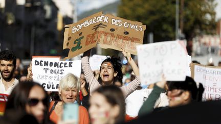 Une manifestation pro-palestinienne, le 28 octobre 2023 à Nice. (DYLAN MEIFFRET / MAXPPP)