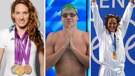 Camille Muffat, Léon Marchand et Laure Manaudou. (AFP)