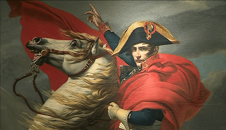 Tableau représentant Napoléon sur un destrier blanc lors du franchissement du Grand-Saint-Bernard
 (France 3)