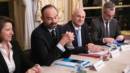 Entretiens à Matignon le 18 décembre 2019 entre plusieurs ministres du gouvernement et les partenaires sociaux.&nbsp; (CHRISTOPHE MORIN / MAXPPP)