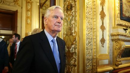 Le Premier ministre  Michel Barnier après avoir un discours devant le Sénat, à Paris, le 2 octobre 2024, (THOMAS SAMSON / AFP)