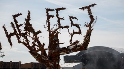 Une sculpture lors de l'édition 2019 du Hellfest, le 23 juin 2019, à Clisson (Loire-Atlantique). (ESTELLE RUIZ / NURPHOTO / AFP)