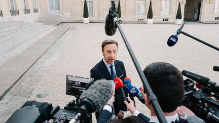 Stéphane Bernà la sortie de l'Elysée lors d'une réunion sur la reconstruction de la Cathédrale Notre-Dame, le 17&nbsp; avril 2019&nbsp; (BENOIT DURAND / HANS LUCAS)