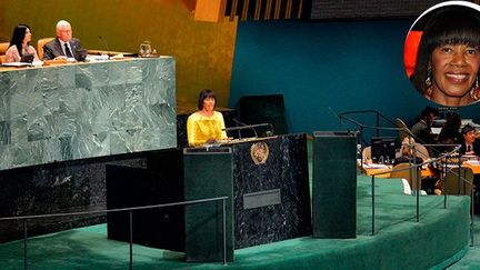 au siège de l'ONU à New York, le 27/09/2012. 
• Jamaica's First Female Prime Minister
• Portia Simpson Miller: Person of the Year



 (AFP PHOTO / Stan HONDA)