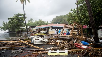 Sur l'île de la Martinique, après le passage de l'ouragan Maria, le 19 septembre 2017. (LIONEL CHAMOISEAU / AFP)