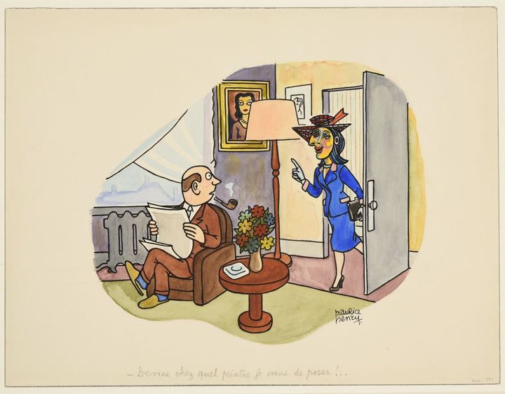 Le dessinateur français Maurice Henry utilise l'imaginaire collectif lié à Picasso dans ce dessin plein d'humour, "Devine chez quel peintre je viens de poser ?" (Droits réservés)