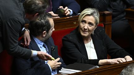 The president of the National Rally group, Marine Le Pen, at the National Assembly, December 19, 2023. (JULIEN DE ROSA / AFP)