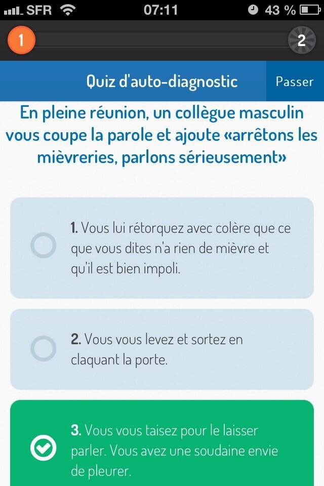 L'application Leadership pour elles, lanc&eacute;e par le gouvernement, lundi 7 avril 2014, vise &agrave; "coacher" les femmes au travail. (LEADERSHIP POUR ELLES / FRANCETV INFO)