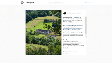 Capture d'écran du compte Instagram du site winafrenchchateau.co.uk montrant le château de Cautine, qui se trouve&nbsp;à la frontière entre Dordogne et Corrèze, et qu'il est possible de gagner lors d'une tombola. (WINAFRENCHCHATEAU / INSTAGRAM)