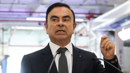 Carlos Ghosn fait un discours à Maubeuge (Nord), le 8 novembre 2018. (LUDOVIC MARIN / AFP)