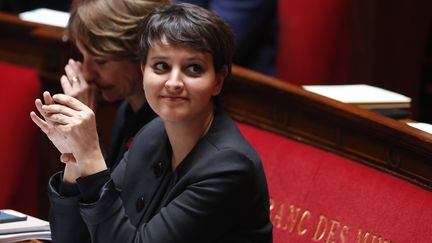 La ministre de l'Education nationale Najat Vallaud-Belkacem, le 25 mai 2016 à l'Assemblée nationale. (PATRICK KOVARIK / AFP)