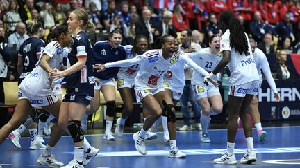 Les Françaises après leur victoire en finale du Mondial de handball contre la Norvège, le 17 décembre 2023. (JONATHAN NACKSTRAND / AFP)