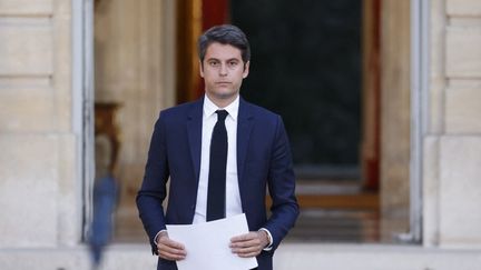 Gabriel Attal, Premier ministre, à Matignon le 7 juillet 2024. (LUDOVIC MARIN / AFP)