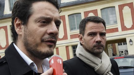 Me David Koubbi, avocat et son client le trader Jérôme Kerviel&nbsp; (DOMINIQUE FAGET / AFP)