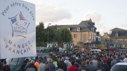 Des agriculteurs manifestent &agrave; Lamballe (C&ocirc;tes-d'Armor) le 28 juillet 2015. (EMMANUELLE RODRIGUE / CITIZENSIDE.COM / AFP)