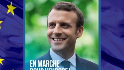 Européennes : Emmanuel Macron présenté sur une affiche de campagne