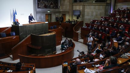 Edouard Philippe présente la réforme des retraites devant le Conseil économique, social et environnemental, le 11 décembre 2019. (THOMAS SAMSON / POOL / AFP)